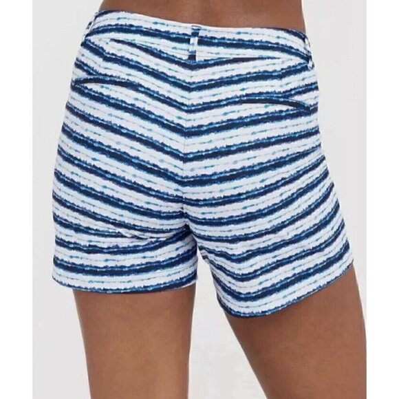 SPANX Sunshine 6” Short Blue Stripe UPF50+ Stretch Golf Beach Travel Pockets NWT - Picture 8 of 12